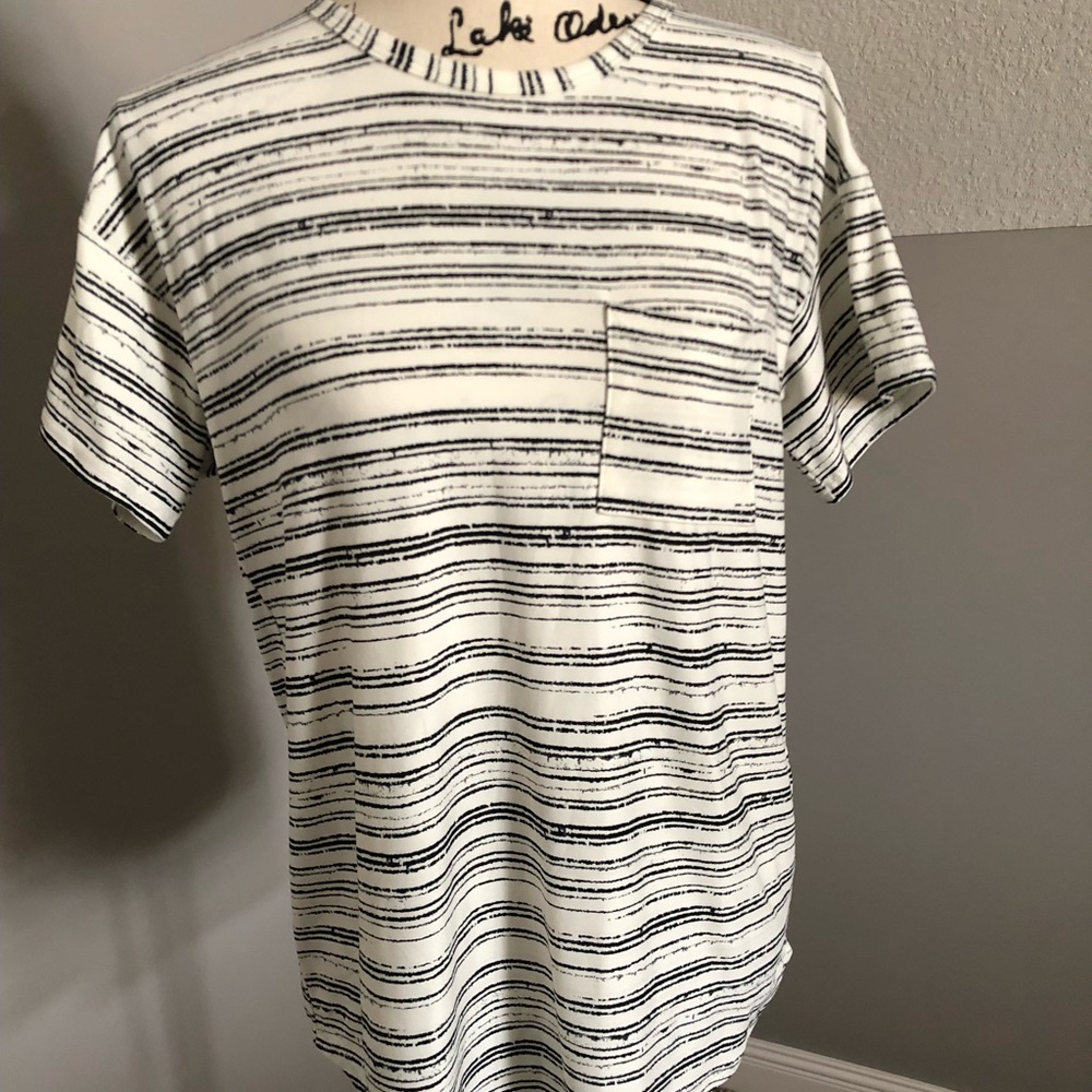 White and black striped top